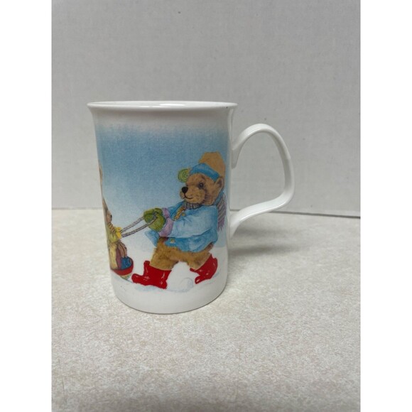 Roy Kirkham Playtime Teddy Wintertime Mug 10 oz Teddy Bears Snow Sledding Winter - Picture 1 of 7